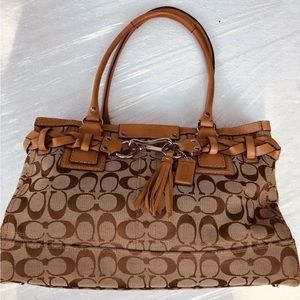 Large Coach Handbag Signature Crossbody Shoulder Bag W/ Leather Belt zipper
